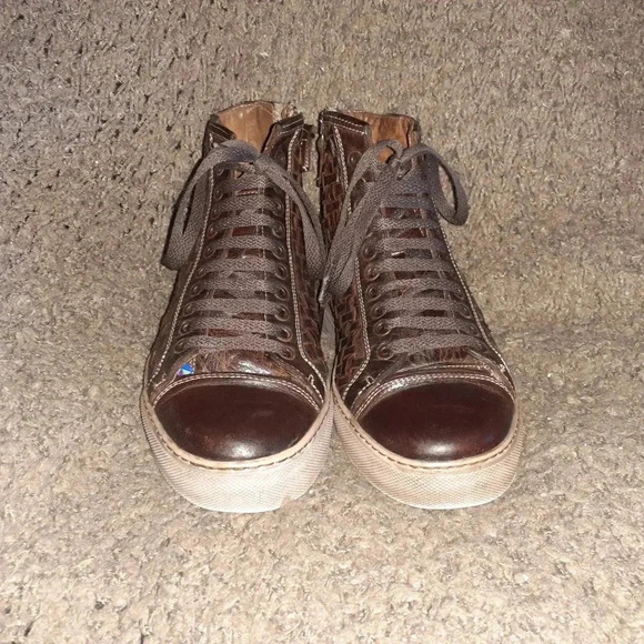ROSSO FIORENTINO-Brown Woven Buffalo Leather-Distressed/Washed-Sz 39-Excellent - Picture 3 of 8